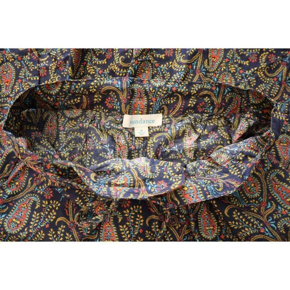 Sundance Women's Sz Medium Navy Floral/Paisley Print Cotton Wide Leg Pants - Picture 3 of 12